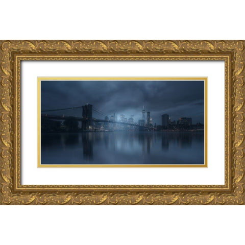 Blue River Gold Ornate Wood Framed Art Print with Double Matting by Martin Castan, David