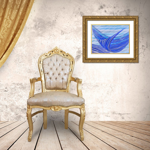 Blue Motion Gold Ornate Wood Framed Art Print with Double Matting by Huybrighs, Marc