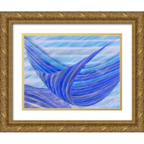 Blue Motion Gold Ornate Wood Framed Art Print with Double Matting by Huybrighs, Marc