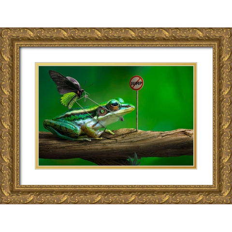No Jump Gold Ornate Wood Framed Art Print with Double Matting by Almawash, Sulaiman
