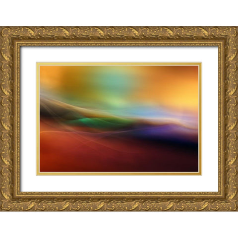 Watercolor Lines Gold Ornate Wood Framed Art Print with Double Matting by Westum, Heidi