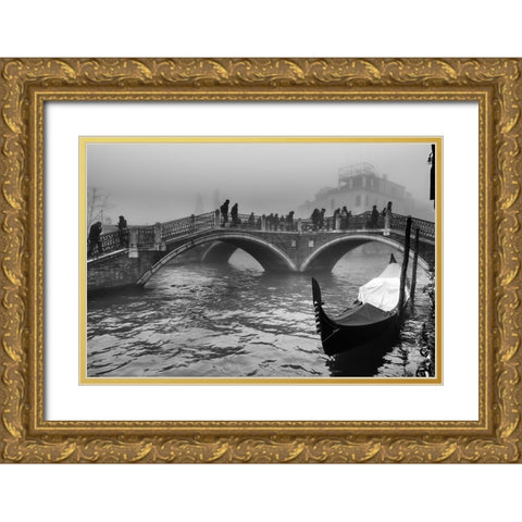 Tre Ponti - Three Bridges Gold Ornate Wood Framed Art Print with Double Matting by Avolio, Stefano