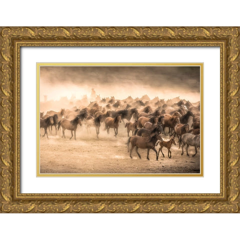 Yilki Gold Ornate Wood Framed Art Print with Double Matting by Tuncel, Tunc