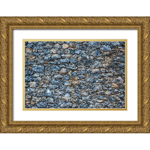 Old Stone Wall 3 Gold Ornate Wood Framed Art Print with Double Matting by Bsmart