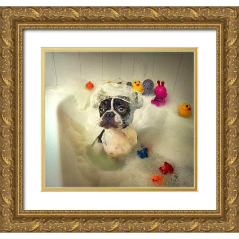 The Bath Gold Ornate Wood Framed Art Print with Double Matting by DDiArte