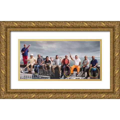 The Italian Work Force. Gold Ornate Wood Framed Art Print with Double Matting by Bruno, Giacomo