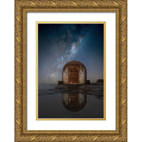 Lonely Hut Gold Ornate Wood Framed Art Print with Double Matting by Zhu, Jingshu
