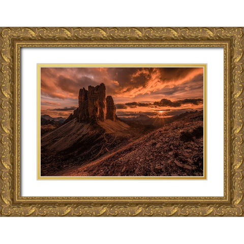 Monumental Strike Gold Ornate Wood Framed Art Print with Double Matting by Agazzi, Andreas