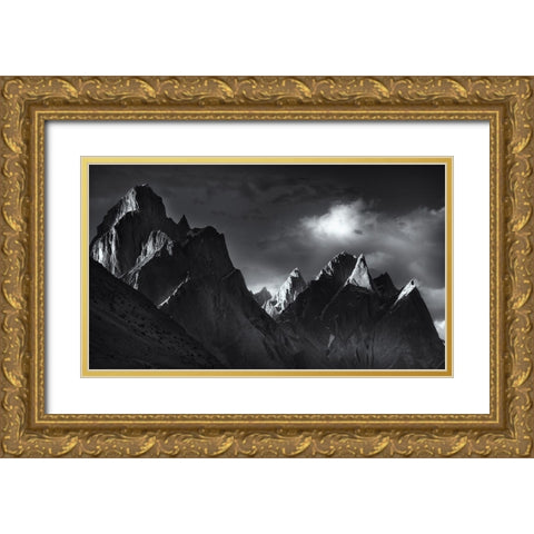 Trango Towers Gold Ornate Wood Framed Art Print with Double Matting by Shi, Fei