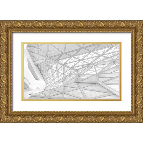 White Web Gold Ornate Wood Framed Art Print with Double Matting by Tam, Ben