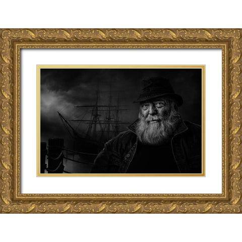Sitting At The Dock Of The Bay Gold Ornate Wood Framed Art Print with Double Matting by Brazeau, Claude