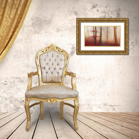 Red Leaves. Gold Ornate Wood Framed Art Print with Double Matting by Londal, Leif