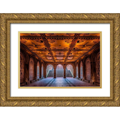 A Walk In The Park Gold Ornate Wood Framed Art Print with Double Matting by Agazzi, Andreas