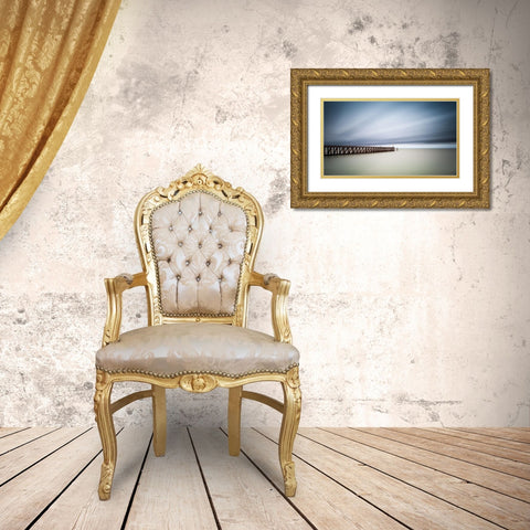 Blankenberge Pier Gold Ornate Wood Framed Art Print with Double Matting by Staelens, Christophe