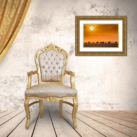 Sunrise Over Amboseli Gold Ornate Wood Framed Art Print with Double Matting by C. Sink, Jeffrey