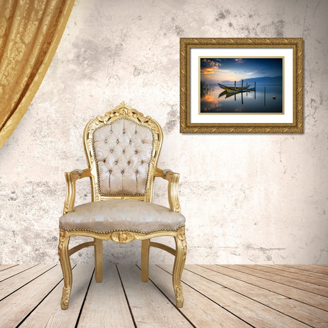 The Boats Gold Ornate Wood Framed Art Print with Double Matting by Ribeiro, Rui
