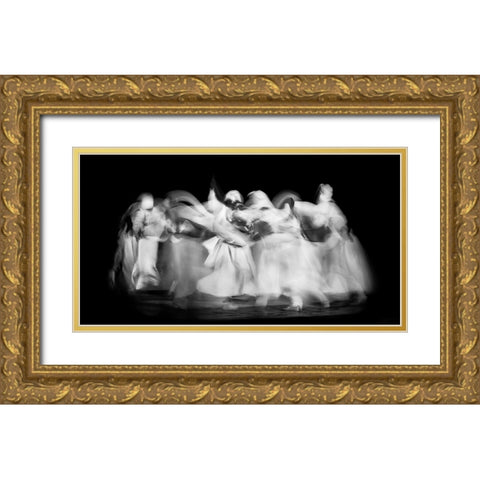 Sufi Dance In Motion Gold Ornate Wood Framed Art Print with Double Matting by El Assy, Nader