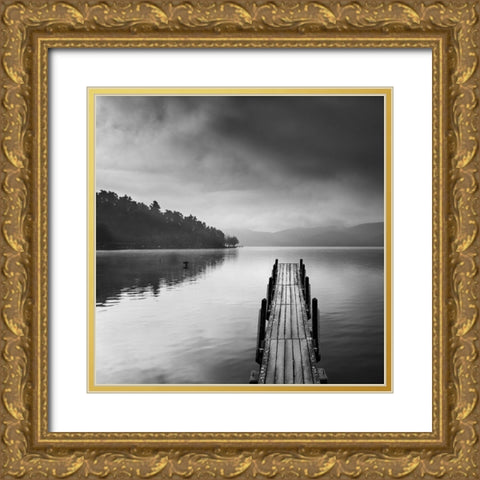 Lake View With Pier Ii Gold Ornate Wood Framed Art Print with Double Matting by Digalakis, George