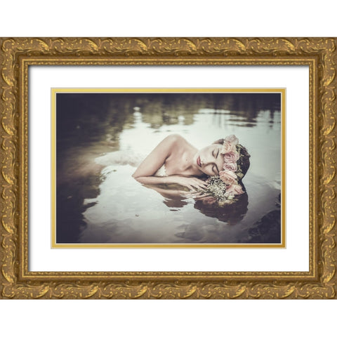 Ophelia Gold Ornate Wood Framed Art Print with Double Matting by Gorecka, Dorota