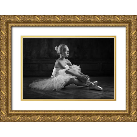 The Little Ballerina 1 Gold Ornate Wood Framed Art Print with Double Matting by Ivanova, Victoria