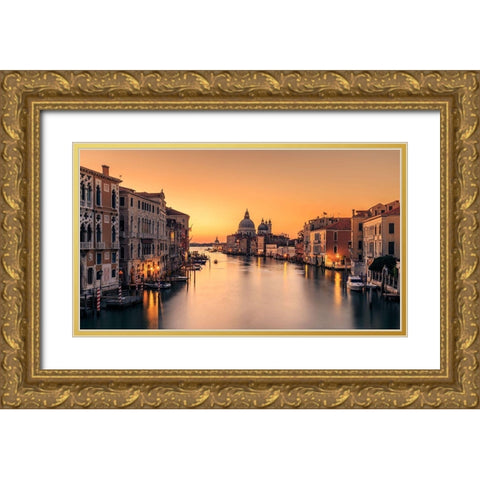 Dawn On Venice Gold Ornate Wood Framed Art Print with Double Matting by Zhang, Eric