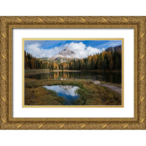 Lake Antorno Gold Ornate Wood Framed Art Print with Double Matting by Krivec, Ales
