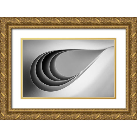 Paper Abstract Gold Ornate Wood Framed Art Print with Double Matting by Hammer, Jacqueline
