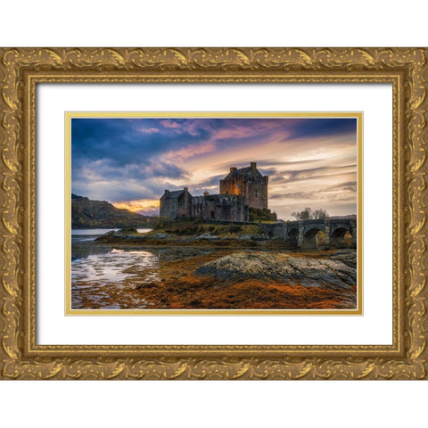 Halloween Colours Gold Ornate Wood Framed Art Print with Double Matting by Popan, Adrian