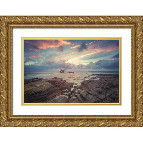 Lost Ad2 Gold Ornate Wood Framed Art Print with Double Matting by Atzori, Daniele