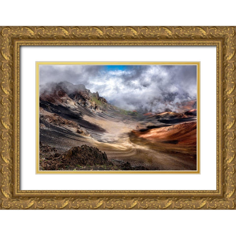 Craters Edge Gold Ornate Wood Framed Art Print with Double Matting by Bopitiya, Navin
