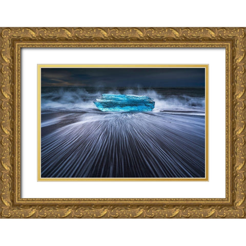 Blue Diamond Gold Ornate Wood Framed Art Print with Double Matting by Zhu, Jingshu