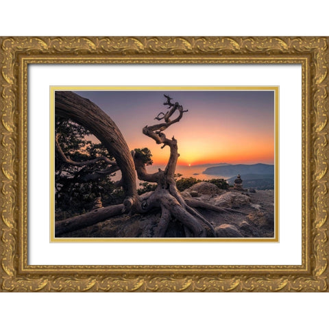 Monolithos Gold Ornate Wood Framed Art Print with Double Matting by Nikoloulis, Ilias