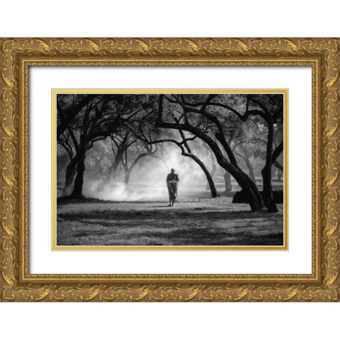 No.4 Gold Ornate Wood Framed Art Print with Double Matting by M, Adirek