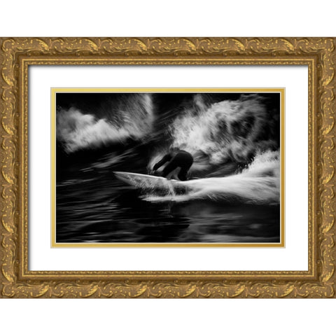 Surf 10 Gold Ornate Wood Framed Art Print with Double Matting by Della Latta, Massimo