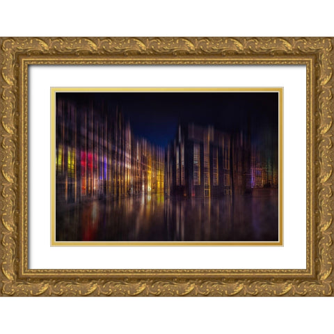 Colorful Amsterdam Gold Ornate Wood Framed Art Print with Double Matting by Kierek, Stefan