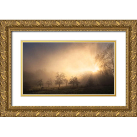 Glorious Morning Gold Ornate Wood Framed Art Print with Double Matting by Urlings, Lou