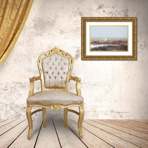 Mother A Cubs At The Seaside Gold Ornate Wood Framed Art Print with Double Matting by Pozzi, Marco