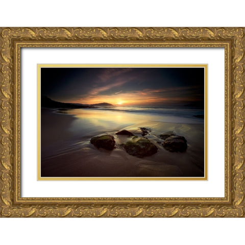 Lights Of O Fortiapon Gold Ornate Wood Framed Art Print with Double Matting by Pascual Buye, Santiago