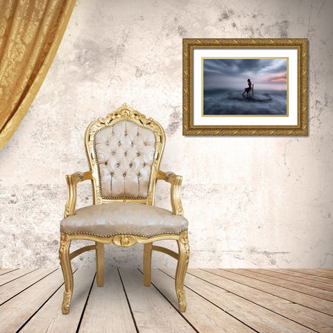 Of Tide And Nightfall Gold Ornate Wood Framed Art Print with Double Matting by Kaimaki, Maria