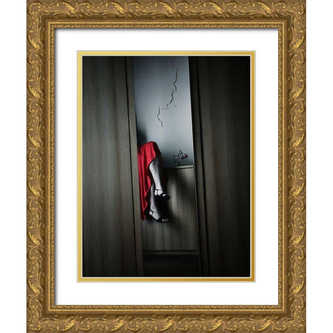 Crack Gold Ornate Wood Framed Art Print with Double Matting by Krivec, Samanta