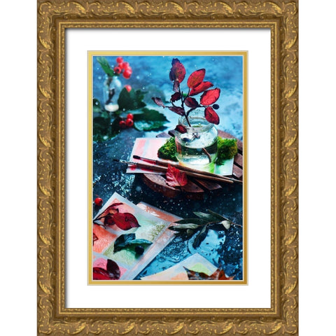 Shades Of October Gold Ornate Wood Framed Art Print with Double Matting by Belenko, Dina