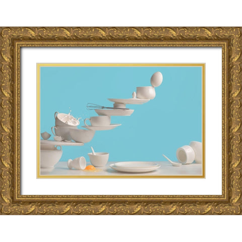 One Touch Omelette Gold Ornate Wood Framed Art Print with Double Matting by Belenko, Dina