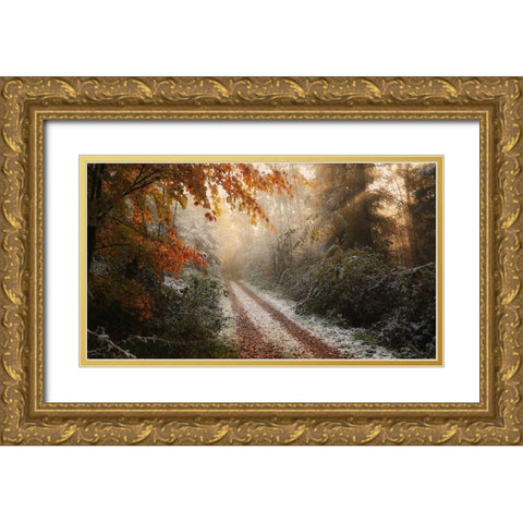 Frosty Fall Gold Ornate Wood Framed Art Print with Double Matting by Croce, Vincent