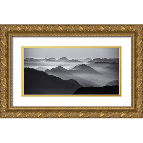 Mountain Layers Gold Ornate Wood Framed Art Print with Double Matting by Krivec, Ales