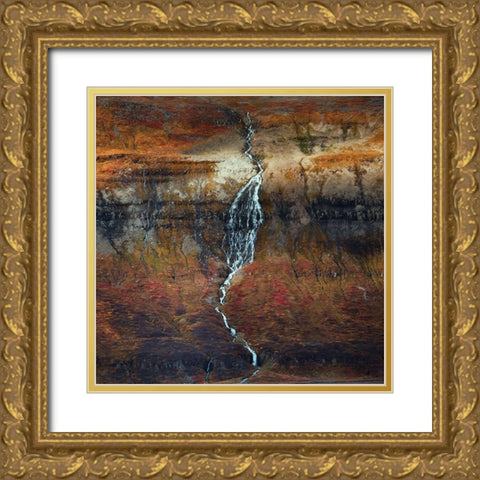Autumn Gold Ornate Wood Framed Art Print with Double Matting by Swapnil