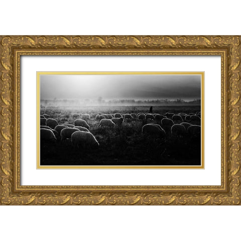 Let It Be Light! Gold Ornate Wood Framed Art Print with Double Matting by Cinteza, Marius