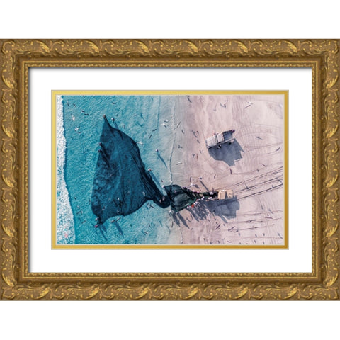 Fisherman From Top Gold Ornate Wood Framed Art Print with Double Matting by AL Farsi, Haitham