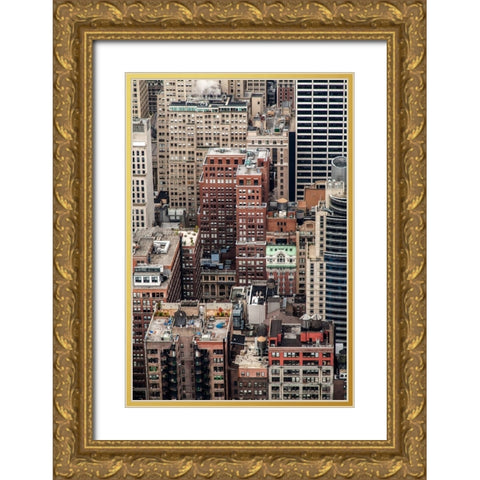 Multi colour Manhattan Gold Ornate Wood Framed Art Print with Double Matting by Soderman, Par