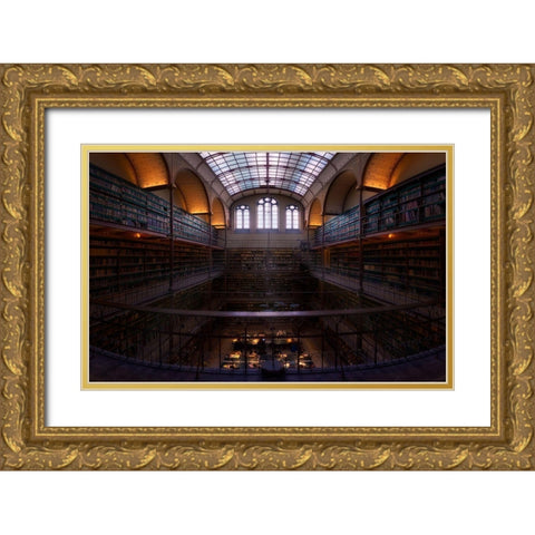 Rijksmuseum Library Gold Ornate Wood Framed Art Print with Double Matting by M. Garcia, Jesus