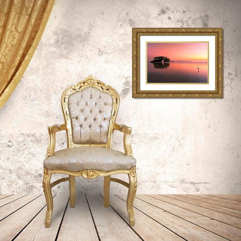 Sunset At The Natural Bridge-2 Gold Ornate Wood Framed Art Print with Double Matting by Li, Rob